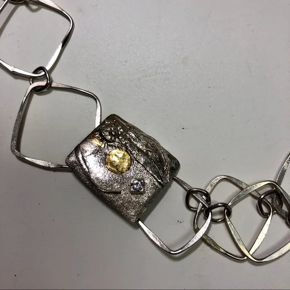 Handmade, sterling silver, long necklace - Picture 3 of 3